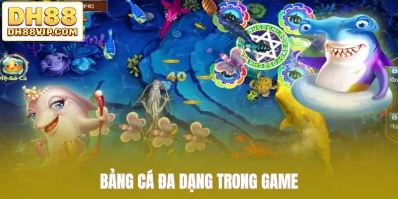 Bảng cá đa dạng trong game